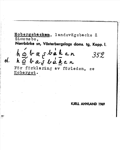 Bild på arkivkortet för arkivposten Hobergsbacken