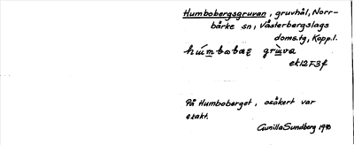 Bild på arkivkortet för arkivposten Humbobergsgruvan