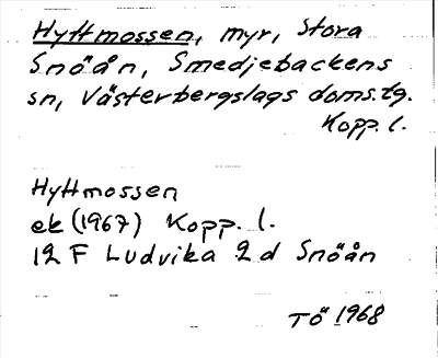 Bild på arkivkortet för arkivposten Hyttmossen