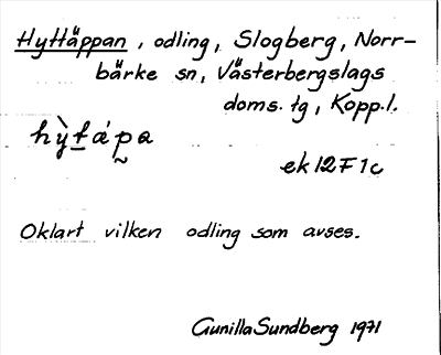 Bild på arkivkortet för arkivposten Hyttäppan