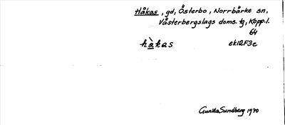 Bild på arkivkortet för arkivposten Håkas