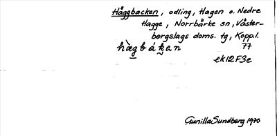 Bild på arkivkortet för arkivposten Häggbacken