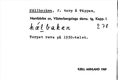 Bild på arkivkortet för arkivposten Hällbacken