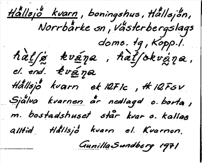 Bild på arkivkortet för arkivposten Hällsjö kvarn