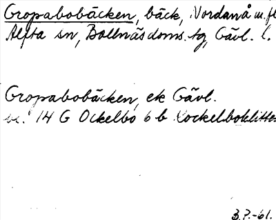 Bild på arkivkortet för arkivposten Gropabobäcken