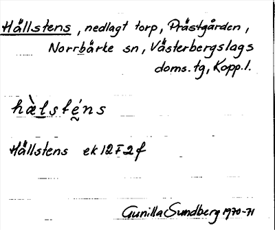 Bild på arkivkortet för arkivposten Hällstens
