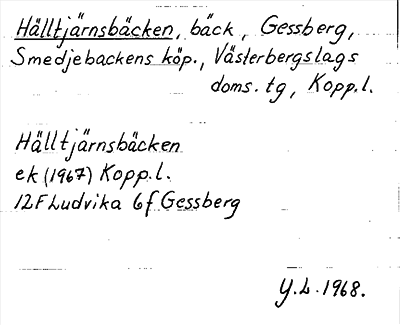 Bild på arkivkortet för arkivposten Hälltjärnsbäcken