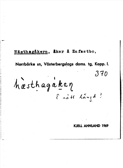 Bild på arkivkortet för arkivposten Hästhagåkern