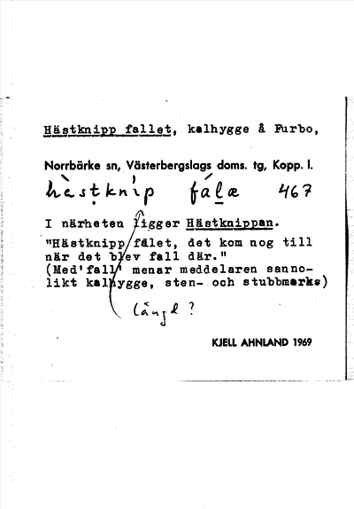 Bild på arkivkortet för arkivposten Hästknipp fallet