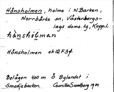Bild på arkivkortet för arkivposten Hönsholmen