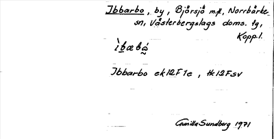 Bild på arkivkortet för arkivposten Ibbarbo