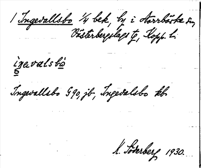 Bild på arkivkortet för arkivposten Ingevallsbo