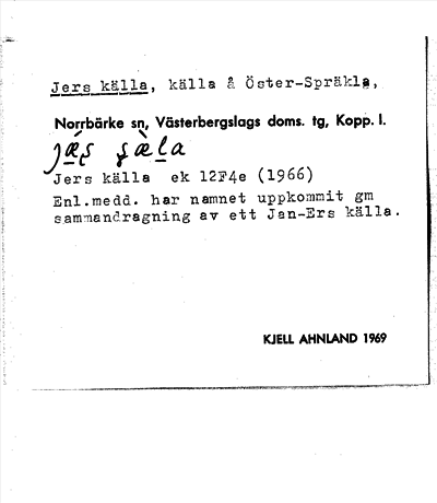 Bild på arkivkortet för arkivposten Jers källa