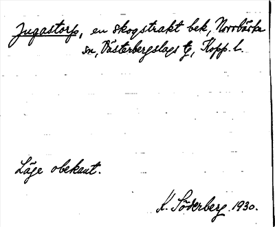 Bild på arkivkortet för arkivposten Jugastorp