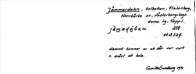 Bild på arkivkortet för arkivposten Jämmerdalen