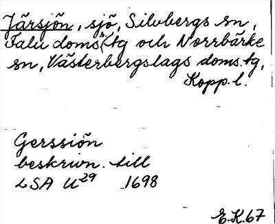 Bild på arkivkortet för arkivposten Järsjön