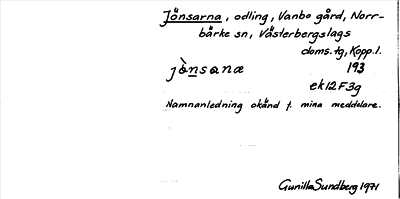 Bild på arkivkortet för arkivposten Jönsarna