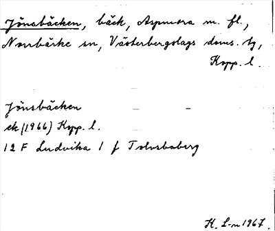 Bild på arkivkortet för arkivposten Jönsbäcken