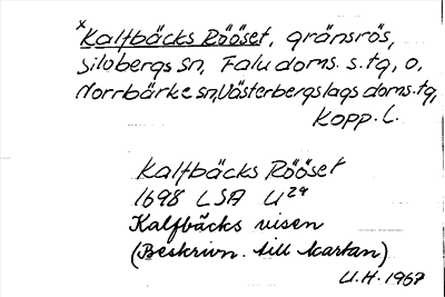 Bild på arkivkortet för arkivposten *Kalfbäcks Rööset