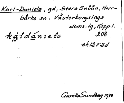 Bild på arkivkortet för arkivposten Karl-Daniels