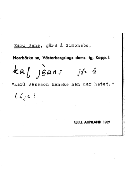 Bild på arkivkortet för arkivposten Karl Jans