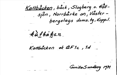 Bild på arkivkortet för arkivposten Kattbäcken