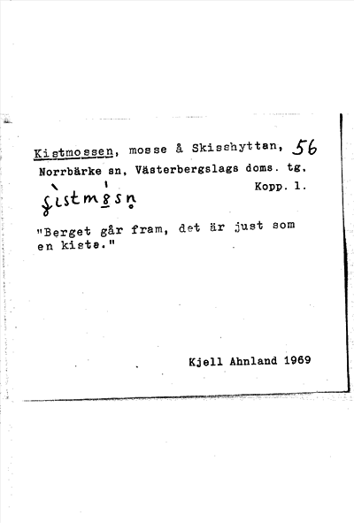 Bild på arkivkortet för arkivposten Kistmossen