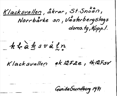 Bild på arkivkortet för arkivposten Klacksvallen