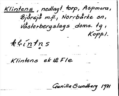 Bild på arkivkortet för arkivposten Klintens