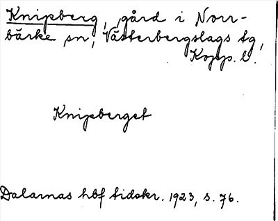 Bild på arkivkortet för arkivposten Knipberg