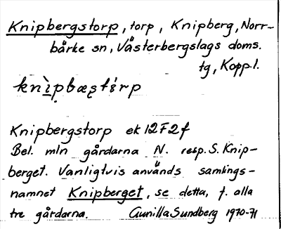 Bild på arkivkortet för arkivposten Knipbergstorp