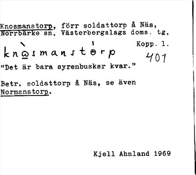 Bild på arkivkortet för arkivposten Knosmanstorp