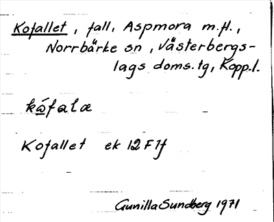 Bild på arkivkortet för arkivposten Kofallet
