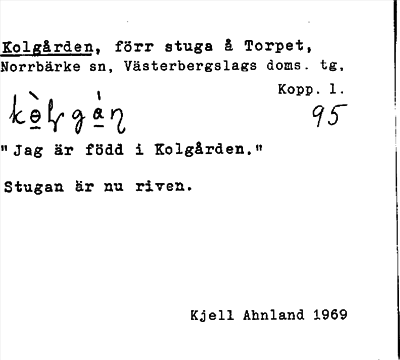Bild på arkivkortet för arkivposten Kolgården