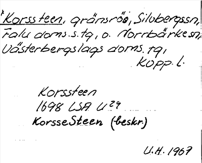 Bild på arkivkortet för arkivposten *Korssteen