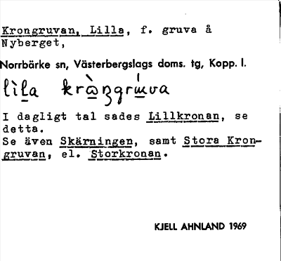Bild på arkivkortet för arkivposten Krongruvan, Lilla
