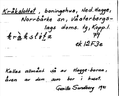 Bild på arkivkortet för arkivposten Kråkslottet