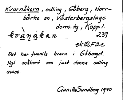 Bild på arkivkortet för arkivposten Kvarnåkern