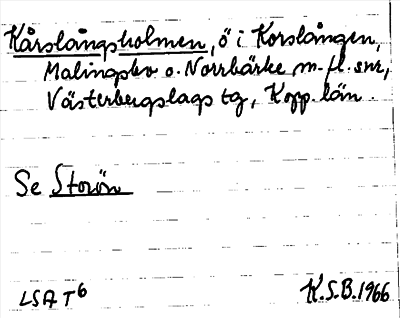 Bild på arkivkortet för arkivposten Kårslångsholmen