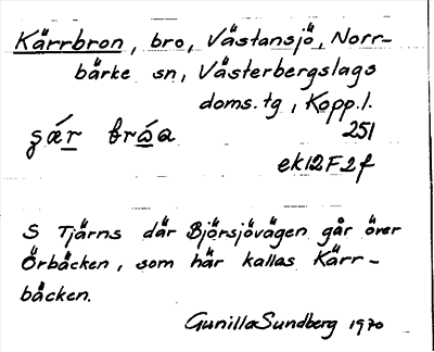 Bild på arkivkortet för arkivposten Kärrbron