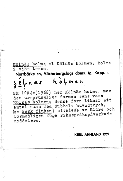 Bild på arkivkortet för arkivposten Kölnäs holme el. Kölnäs holmen