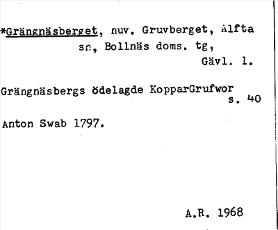 Bild på arkivkortet för arkivposten *Grängnäsberget, nuv. Gruvberget