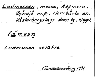 Bild på arkivkortet för arkivposten Ladmossen