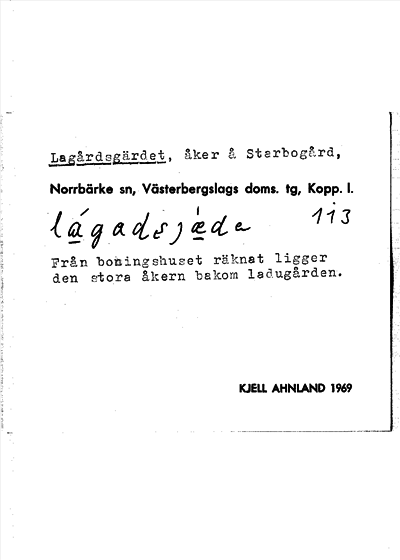 Bild på arkivkortet för arkivposten Lagårdsgärdet