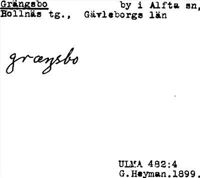 Bild på arkivkortet för arkivposten Grängsbo