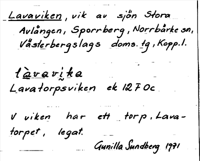 Bild på arkivkortet för arkivposten Lavaviken