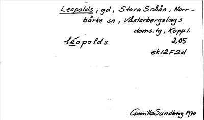Bild på arkivkortet för arkivposten Leopolds