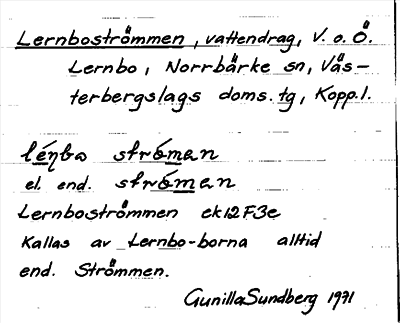 Bild på arkivkortet för arkivposten Lernboströmmen