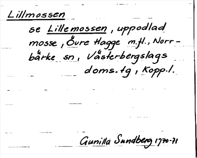 Bild på arkivkortet för arkivposten Lillmossen, se Lillemossen
