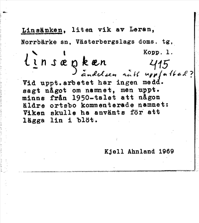 Bild på arkivkortet för arkivposten Linsänken